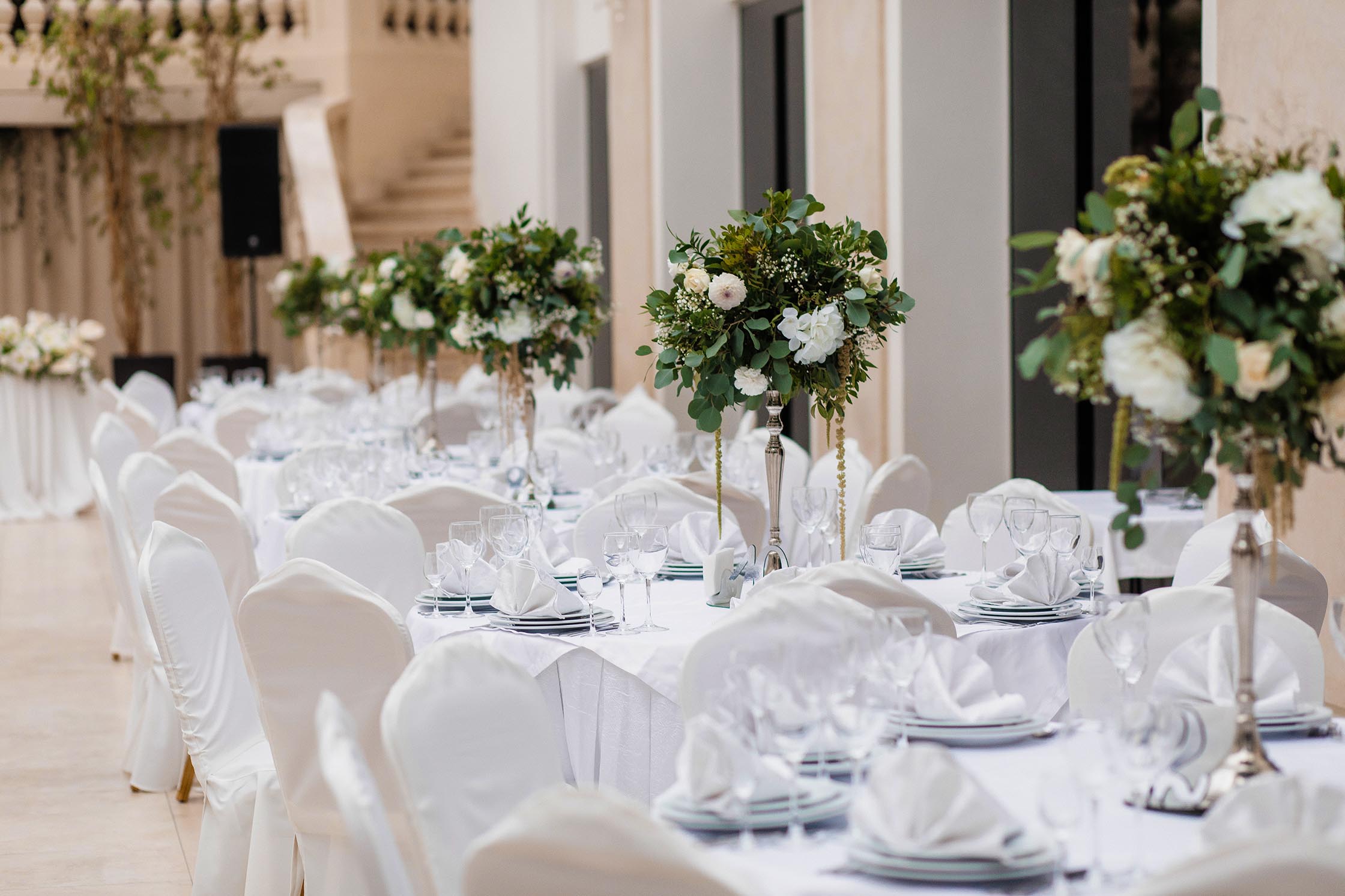 Decorated in white color hall for an event
